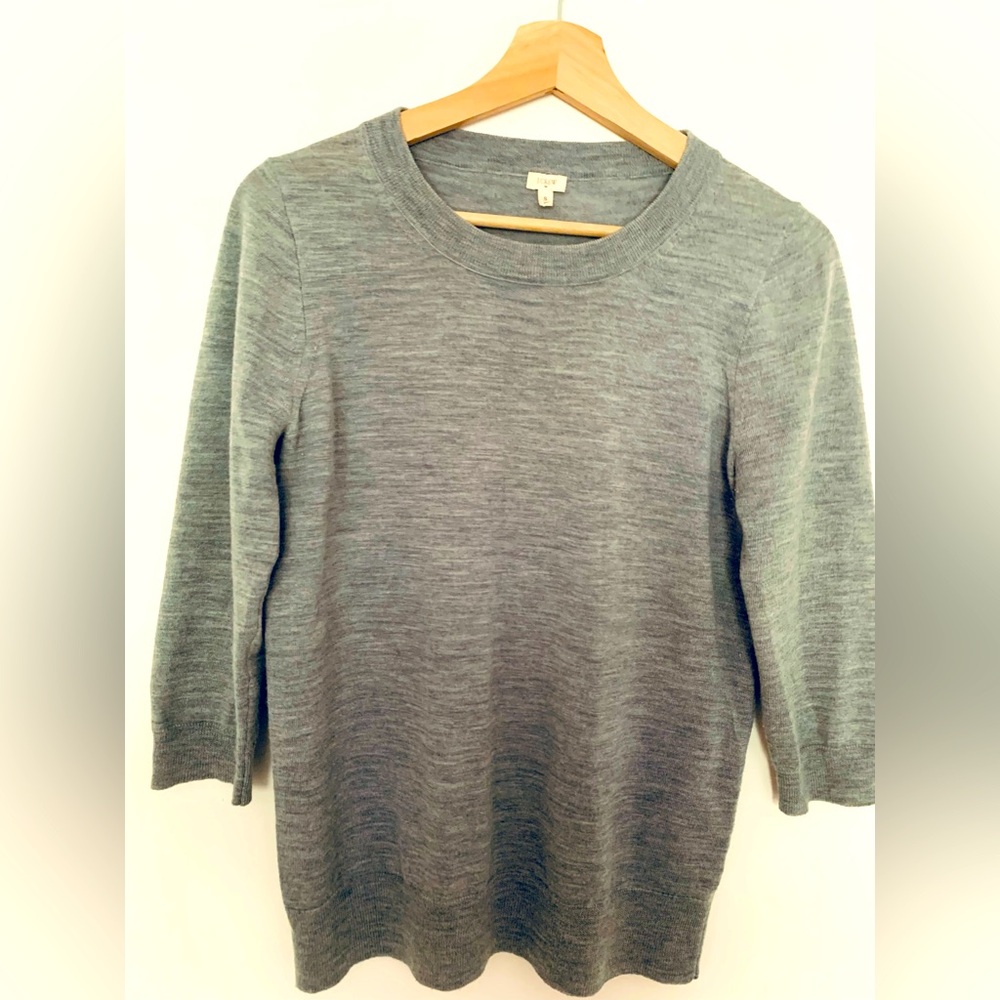 J Crew Three Quarter Sleeve 100% Merino Wool Sweater Size Small